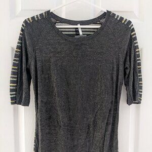 Petrol gray baseball 3/4 sleeve t-shirt with mesh back